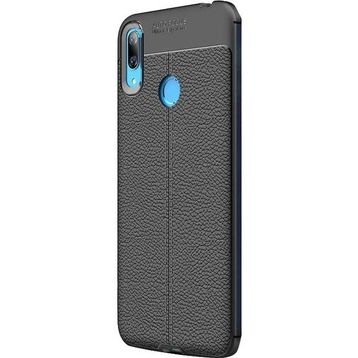 CaseStreet Huawei Y6 2019 Niss Deri Görünümlü Nano Glass Siyah Silikon Kılıf