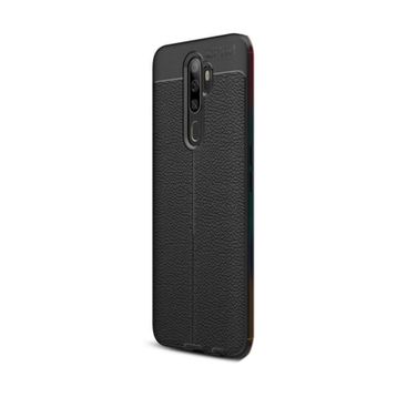 CaseStreet OPPO A9 2020 Niss Deri Görünümlü Nano Glass Siyah Silikon Cep Telefonu Kılıf