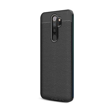 CaseStreet OPPO A9 2020 Niss Deri Görünümlü Nano Glass Siyah Silikon Cep Telefonu Kılıf