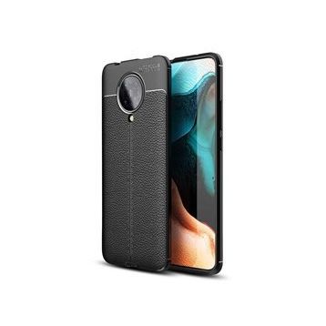 CaseStreet Xiaomi Redmi K30 Niss Deri Görünümlü Kırmızı Silikon Cep Telefonu Kılıf
