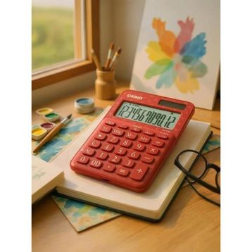 Casio MS-20UC-JRD 12 Hane Kırmızı Desenli Masa Üstü Hesap Makinesi