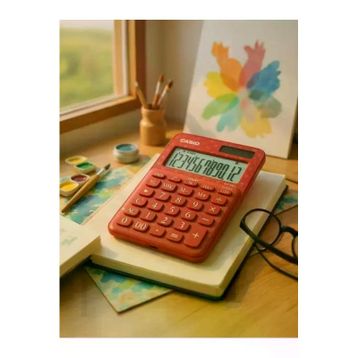 Casio MS-20UC-JRD 12 Hane Kırmızı Desenli Masa Üstü Hesap Makinesi