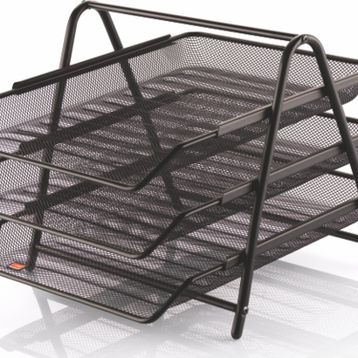 Cassa 8933 3'lü Siyah Metal Perforeli Evrak Rafı