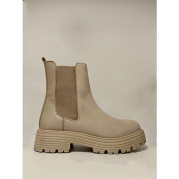 Castle Black 23821-1 Bej Hakikki Deri Kadın Bot