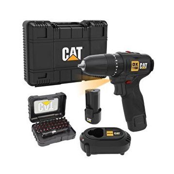 Cat DX1160 12Volt/2.0Ah Li-İon Çift Akülü Kömürsüz Profesyonel Şarjlı Darbeli Matkap + DA01901 32 Parça Aksesuar Seti