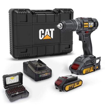 Cat DX155.1SET 18 V 2.0 Ah Li-Ion Çift Akülü Profesyonel Şarjlı Darbeli Matkap+DA01901 32 Parça Vidalama Uç Seti