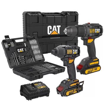 Cat DXK201 18 Volt 2 Ah Li-İon Çift Akülü Kömürsüz Şarjlı Darbeli Matkap + DX7030 + DA01903 Kombo Set