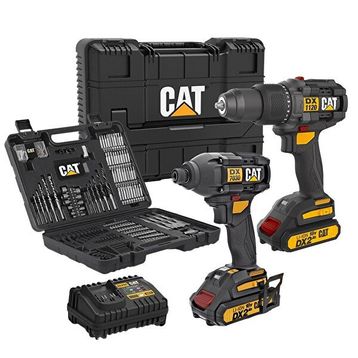 Cat DXK201 18 Volt 2 Ah Li-İon Çift Akülü Kömürsüz Şarjlı Darbeli Matkap + DX7030 + DA01903 Kombo Set
