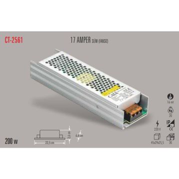 Cata CT-2561 17A Gri Slim Led Trafosu