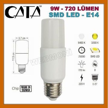 Cata CT-4092G 8w Watt Led Buji E14 Duy Led Lamba t37 Led -GünIŞIĞI SARI Işık - Ampul