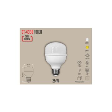 Cata CT-4330B 25W 6400K E27 Duylu Beyaz Işık Led Ampul