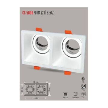Cata CT-5006 Beyaz Puma İkili Kare Spot