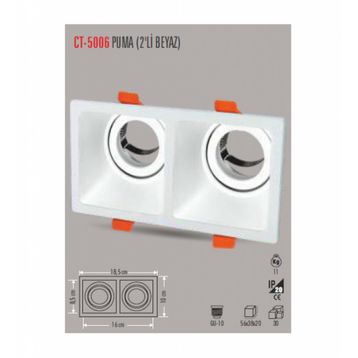Cata CT-5006 Beyaz Puma İkili Kare Spot