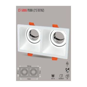 Cata CT-5006 Beyaz Puma İkili Kare Spot