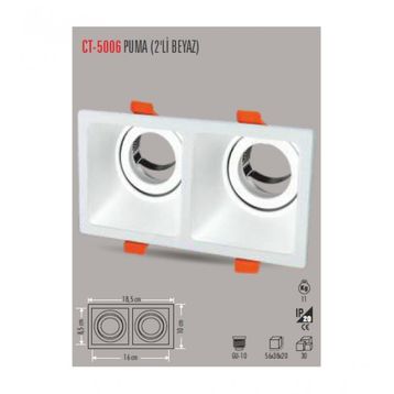 Cata CT-5006 Beyaz Puma İkili Kare Spot