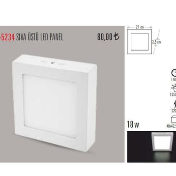Cata CT-5234 18W Sıva Üstü 6400K Beyaz Led Panel