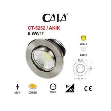Cata CT 5252 3 Adet 5W Günışığı 3200k Satin Gövde Led Spot