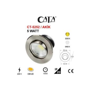 Cata CT 5252 3 Adet 5W Günışığı 3200k Satin Gövde Led Spot