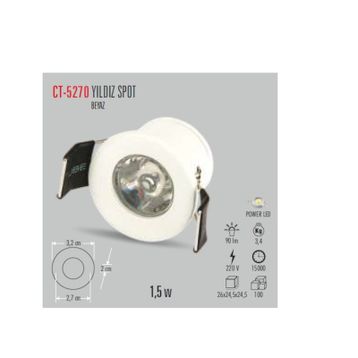 Cata CT-5270 1.5W 6400K Beyaz Kasa Yıldız Spot