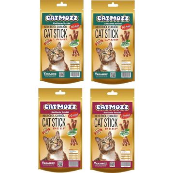 CatMozz 4x10'lu Kuzu Etli + Kedi Otlu Biftekli Yetişkin Kedi Ödül Çubuğu