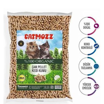 CatMozz Eco Hipoalerjenik Organik 20 lt Çam Peleti Kedi Kumu