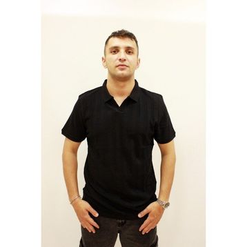 Cazador 4157 Kendinden Dokulu Polo Yaka Düğmesiz Siyah Erkek T-Shirt