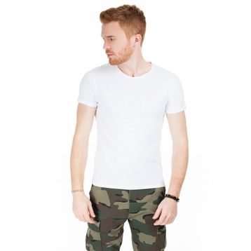 Cazador 4602 Beyaz Orta Bisiklet Yaka Erkek T-Shirt