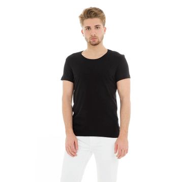 Cazador 4602 Siyah Orta Bisiklet Yaka Flamlı Erkek T-Shirt
