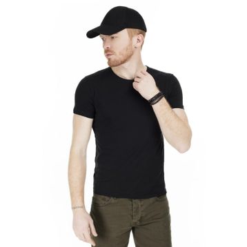 Cazador 4602 Siyah Orta Bisiklet Yaka Flamlı Erkek T-Shirt