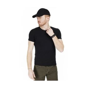 Cazador 4602 Siyah Orta Bisiklet Yaka Flamlı Erkek T-Shirt
