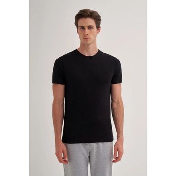 Cazador 4602 Siyah Orta Bisiklet Yaka Flamlı Erkek T-Shirt