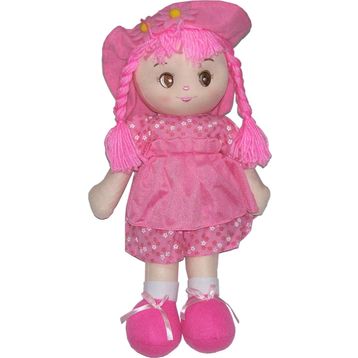 CC Oyuncak Büzgülü Pembe Elbiseli Bez Bebek Oyuncak