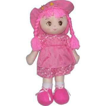 CC Oyuncak Büzgülü Pembe Elbiseli Bez Bebek Oyuncak