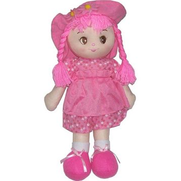 CC Oyuncak Büzgülü Pembe Elbiseli Bez Bebek Oyuncak
