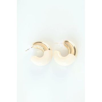 CCB Krem Gold Çift Renk Küpe