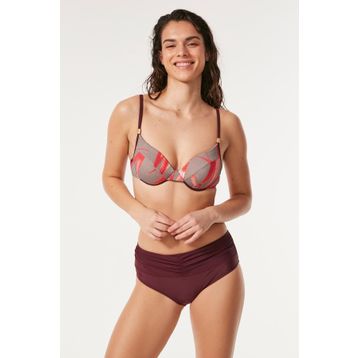 C&City 3144 Bordo Yüksek Bel Kaplı Bikini Takım