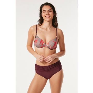 C&City 3144 Bordo Yüksek Bel Kaplı Bikini Takım