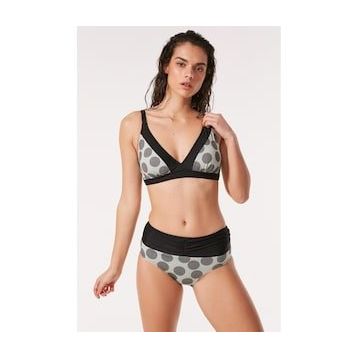 C&City 3146 Siyah Gri Kadın Yüksek Bel Toparlayıcı Bikini Takım
