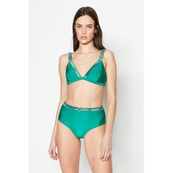 C&City 3220 Yeşil Simli Üçgen Bikini Takımı
