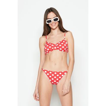 C&City 3231 Kırmızı Beyaz Straplez Bikini Takımı