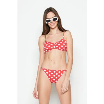 C&City 3231 Kırmızı Beyaz Straplez Bikini Takımı