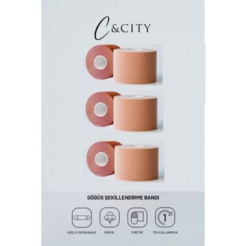 C&City 3'lü Ten Göğüs Dikleştirici ve Şekillendirici Bant