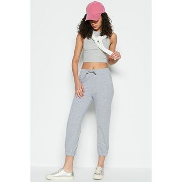 C&City 737 Jogger Lastikli Spor Gri Kadın Eşofman Altı