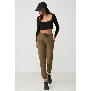 C&City 802 Basic Jogger Haki Kadın Eşofman Altı