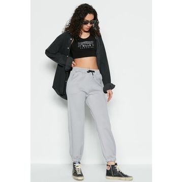 C&City 806 Jogger Lastikli Spor Gri Kadın Eşofman Altı