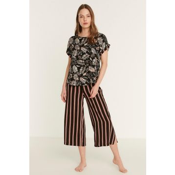 C&City 9081 Kem Desenli Viskon Kısa Kol Pijama Takım