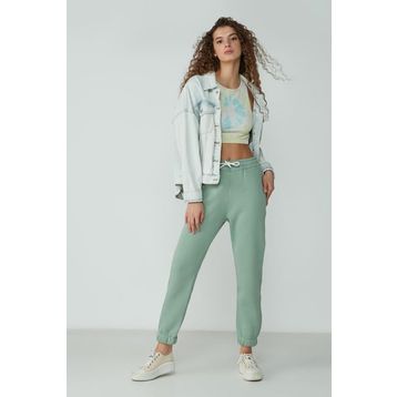 C&City Basic Jogger 902 Fıstık Yeşili Kadın Eşofman Altı