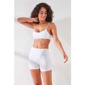 C&City C11430 Beyaz Kadın Modal Cotton Şort