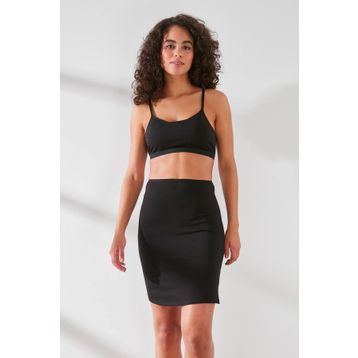 C&City C11438 Siyah Kadın Modal Cotton Mini Jüpon