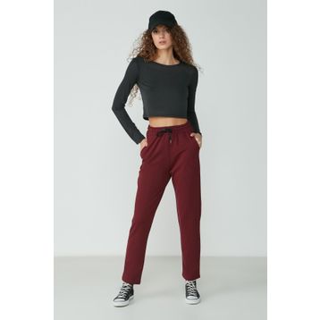 C&City Düz Paça 733 Bordo Kadın Eşofman Altı